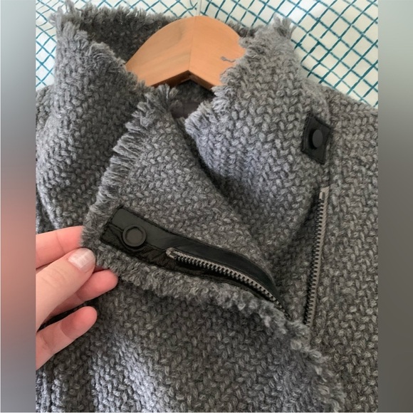 VINCE leather and wool jacket scuba moto tweed jacket gray Black NEW sz SM RARE - Picture 13 of 16